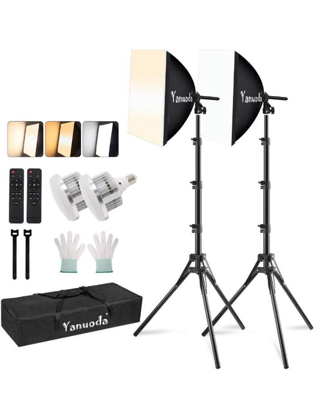 16” Softbox Lighting Kit - 2-Pack with Remote, Perfect for Photography & Video